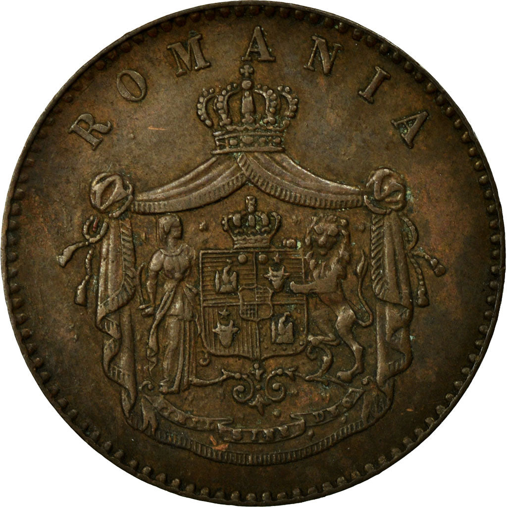 Moneta, Romania, Carol I, 2 Bani, 1867, Heaton, BB+, Rame, KM:2.1