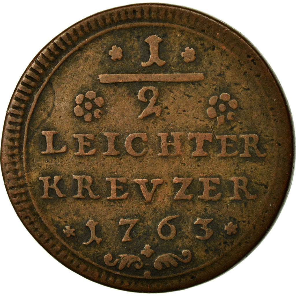 Moneta, Stati tedeschi, BAMBERG, Adam Friedrich, 1/2 Kreuzer, 1763, BB, Rame