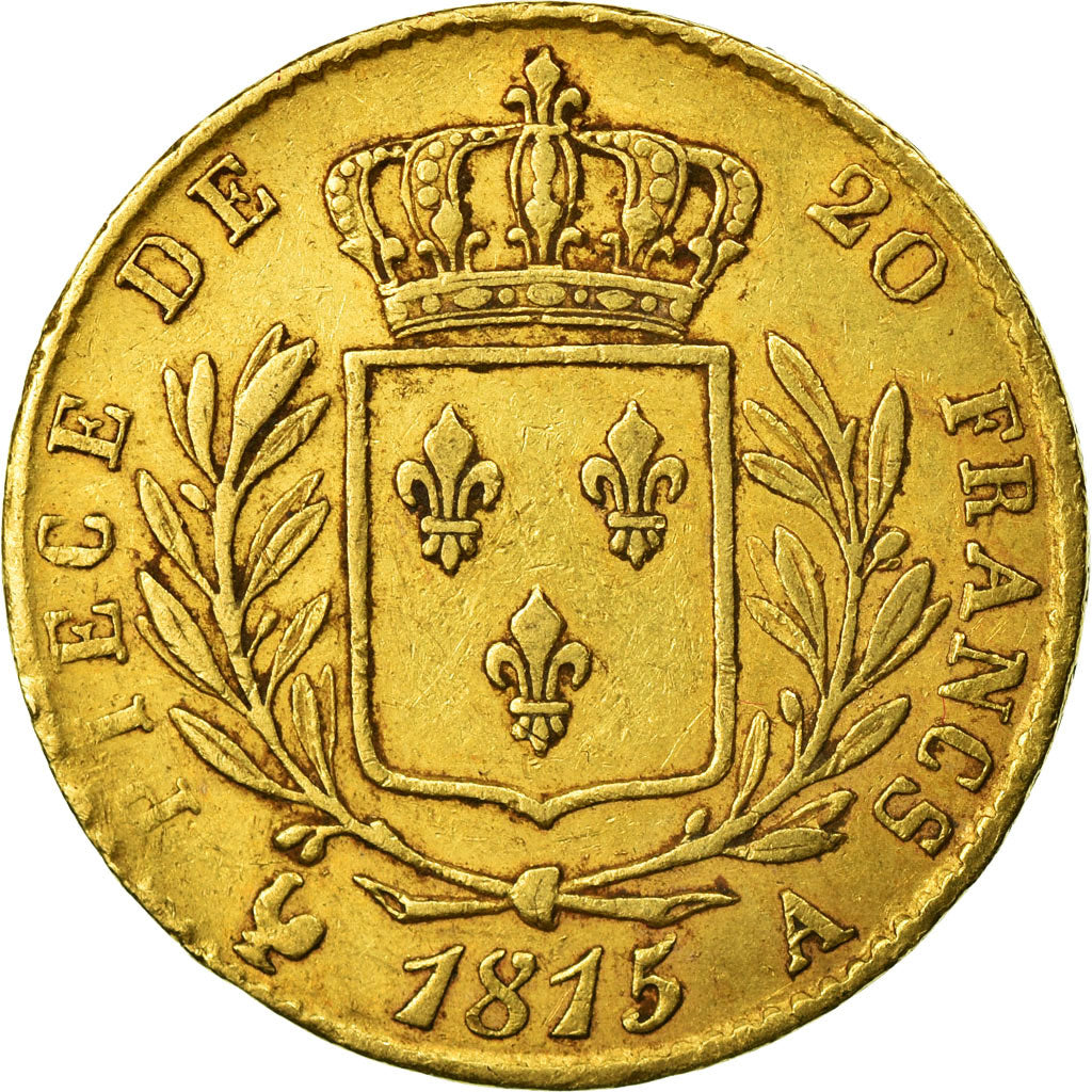 Munten, Frankrijk, Louis XVIII, Louis XVIII, 20 Francs, 1815, Paris, ZF, Goud
