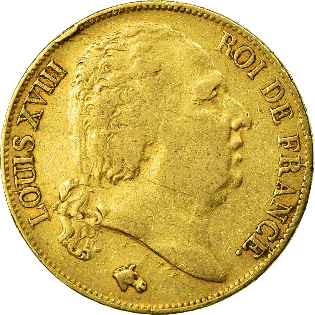 Munten, Frankrijk, Louis XVIII, Louis XVIII, 20 Francs, 1818, Lille, ZF, Goud