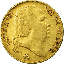Munten, Frankrijk, Louis XVIII, Louis XVIII, 20 Francs, 1818, Lille, ZF, Goud