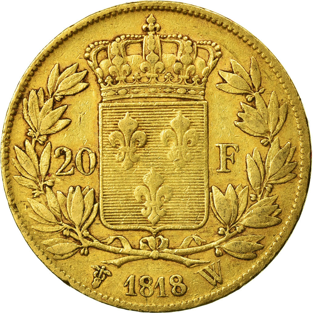 Munten, Frankrijk, Louis XVIII, Louis XVIII, 20 Francs, 1818, Lille, ZF, Goud