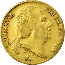 Coin, France, Louis XVIII, 20 Francs, 1818, Lille, EF(40-45), Gold