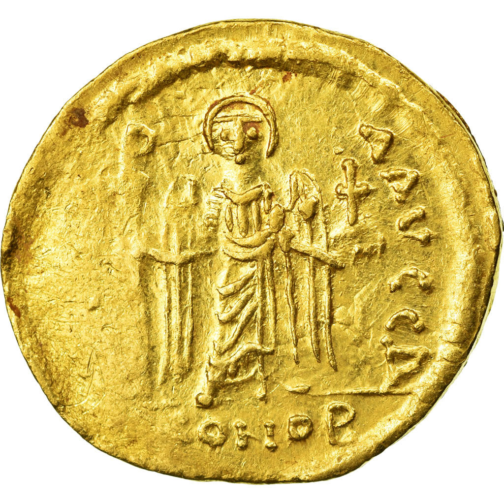 Coin, Phocas, Solidus, 603-607, Constantinople, AU(50-53), Gold, Sear:618