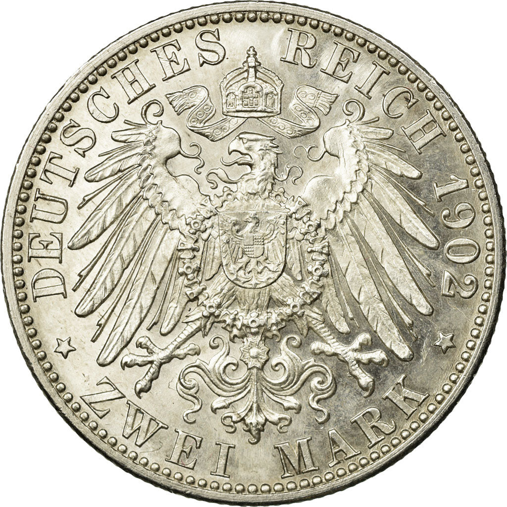 Coin, German States, BADEN, Friedrich I, 2 Mark, 1902, Karlsruhe, MS(63)