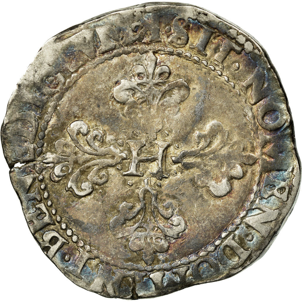 Munten, Frankrijk, Henri III, Franc au Col Plat, 1581, Bordeaux, FR+, Zilver