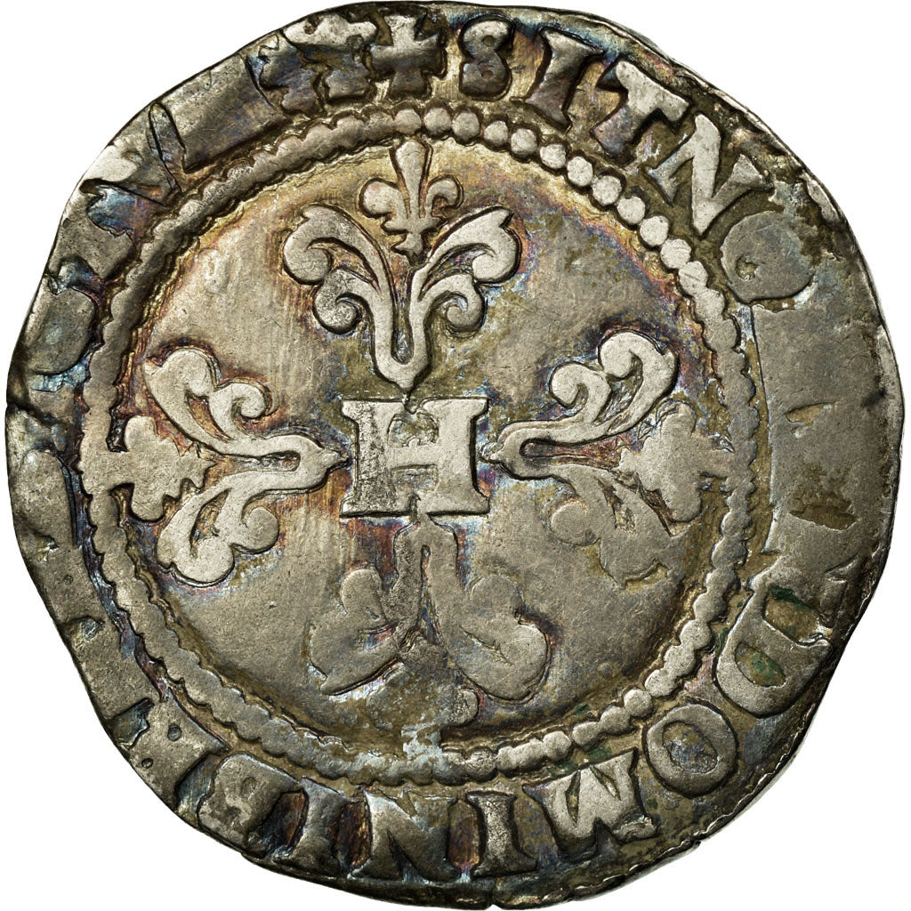 Coin, France, Henri III, Franc au Col Plat, 1581, Bayonne, F(12-15), Silver