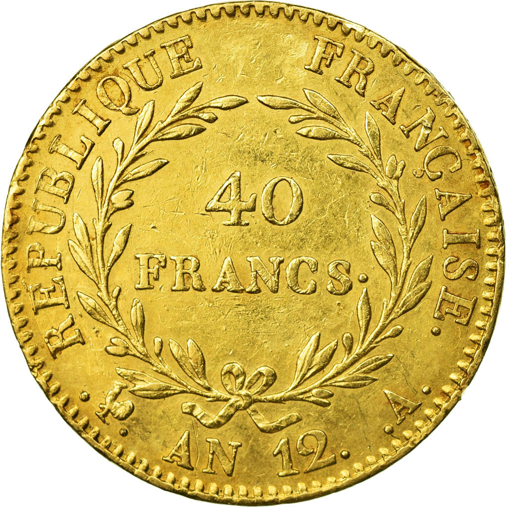 Moneta, Francia, Napoléon I, 40 Francs, An 12 (1804), Paris, BB+, Oro, KM:652