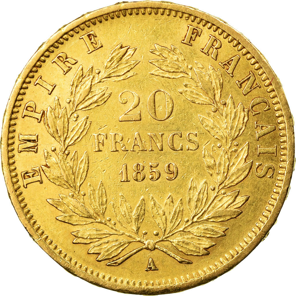 Monnaie, France, Napoléon III, 20 Francs, 1859, Paris, TTB+, Or