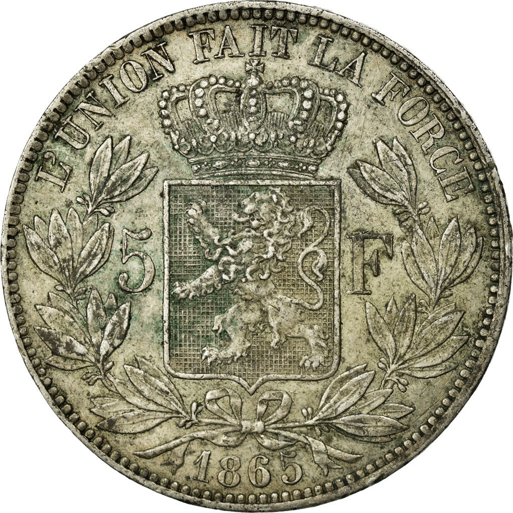 Coin, Belgium, Leopold I, 5 Francs, 5 Frank, 1865, EF(40-45), Silver, KM:17