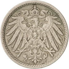 GERMANY - EMPIRE, Wilhelm II, 5 Pfennig, 1908, Berlin, Copper-nickel, KM:11
