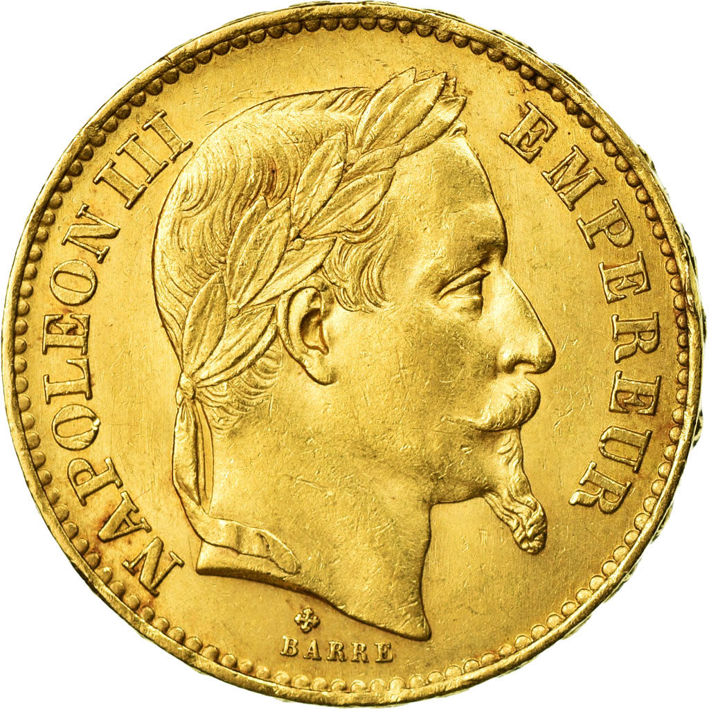 Moneda, Francia, Napoleon III, Napoléon III, 20 Francs, 1869, Strasbourg, MBC+
