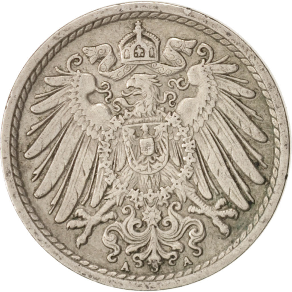 Coin, GERMANY - EMPIRE, Wilhelm II, 5 Pfennig, 1908, Berlin, VF(30-35)