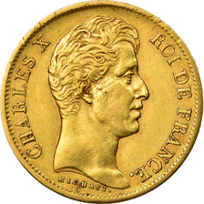 Moneta, Francia, Charles X, 40 Francs, 1828, Paris, BB, Oro, KM:721.1