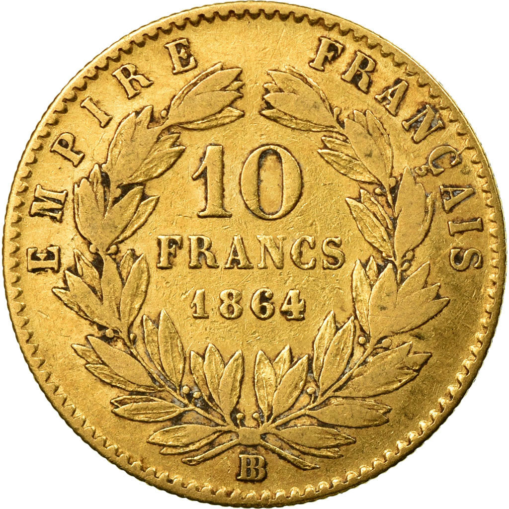 Monnaie, France, Napoléon III, 10 Francs, 1864, Strasbourg, Large BB