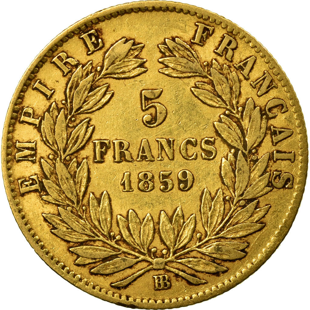 Munten, Frankrijk, Napoleon III, Napoléon III, 5 Francs, 1859, Strasbourg, FR+