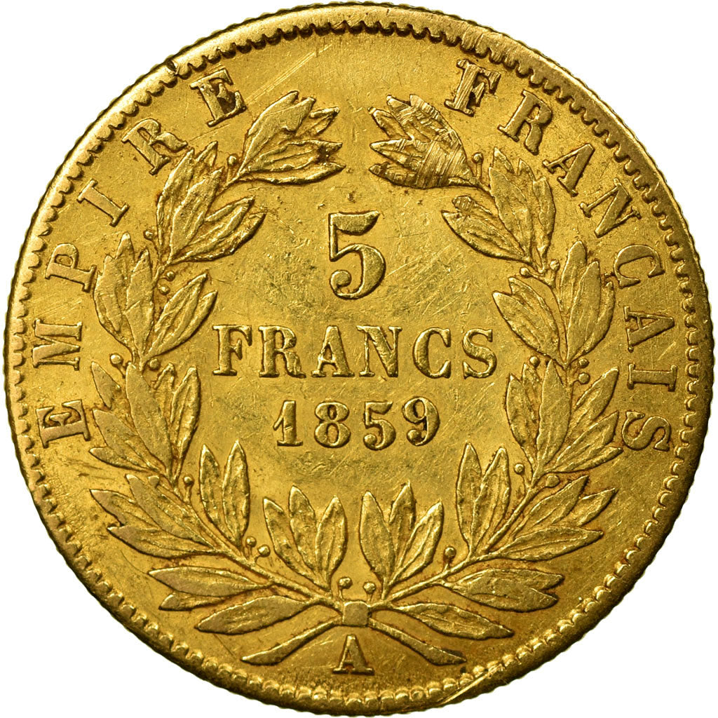Coin, France, Napoleon III, 5 Francs, 1859, Paris, VF(30-35), Gold