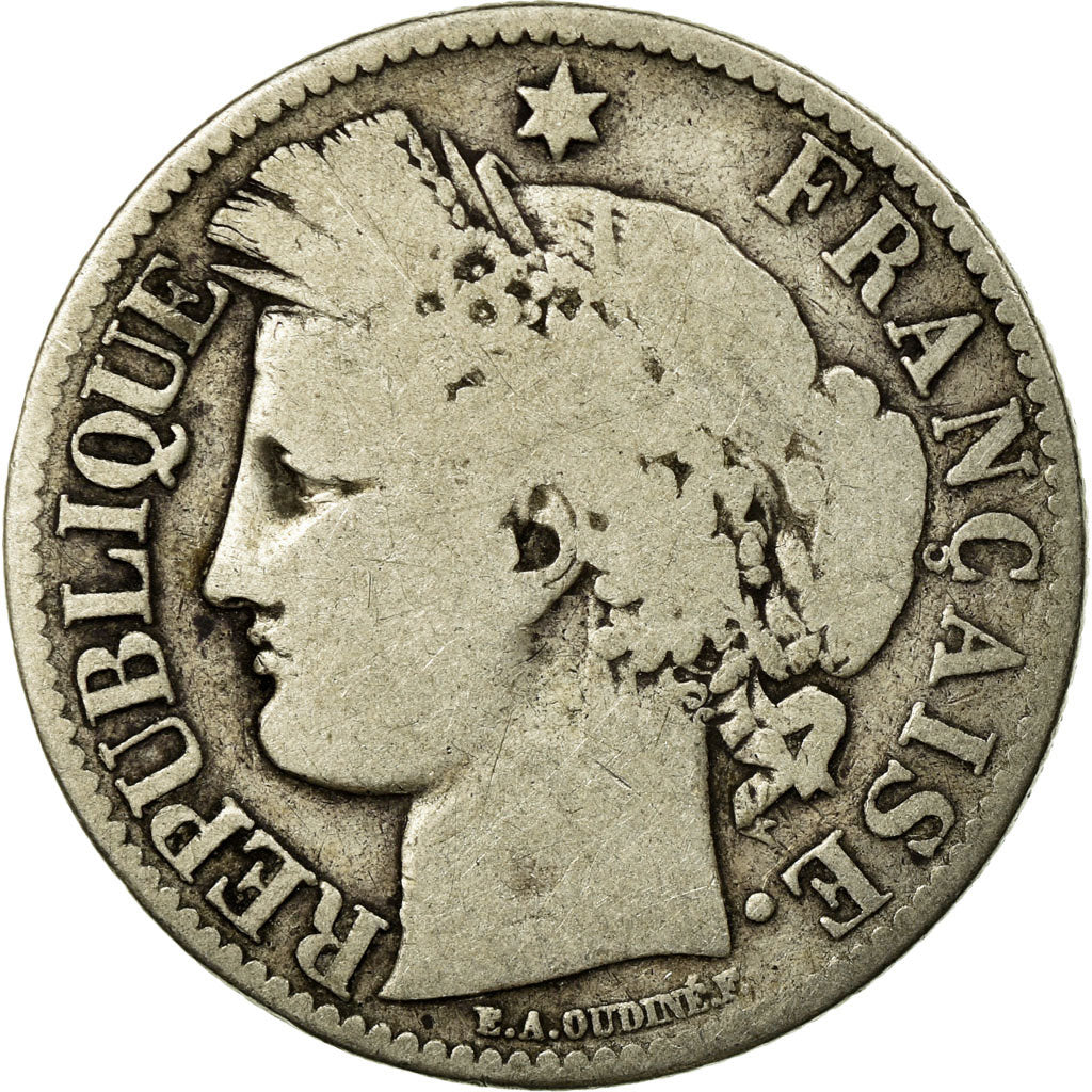 Coin, France, Cérès, 2 Francs, 1872, Bordeaux, VG(8-10), Silver, KM:817.2
