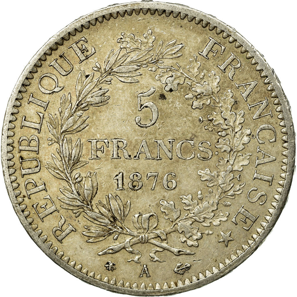 Coin, France, Hercule, 5 Francs, 1876, Paris, AU(50-53), Silver, KM:820.1