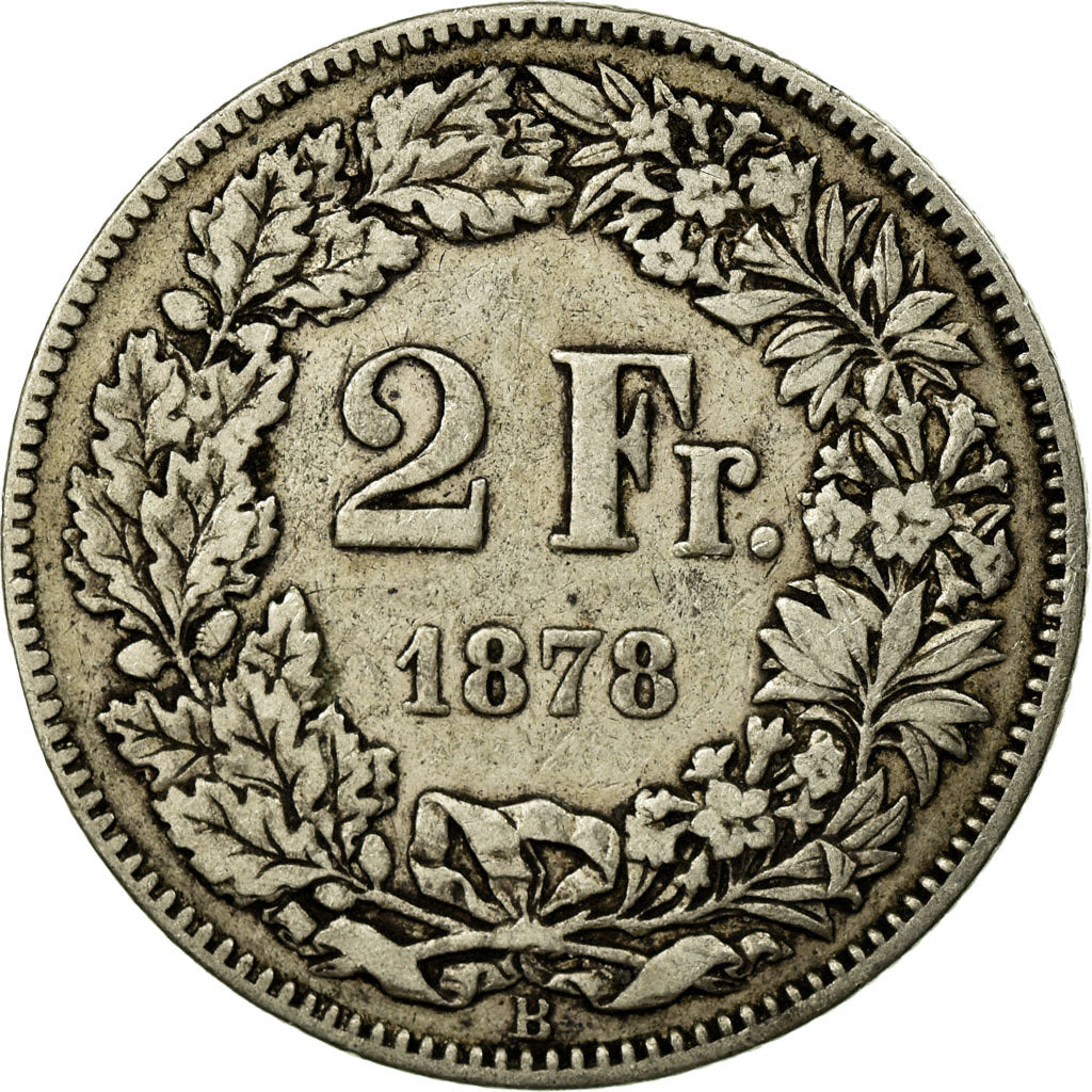 Coin, Switzerland, 2 Francs, 1878, Bern, VF(30-35), Silver, KM:21