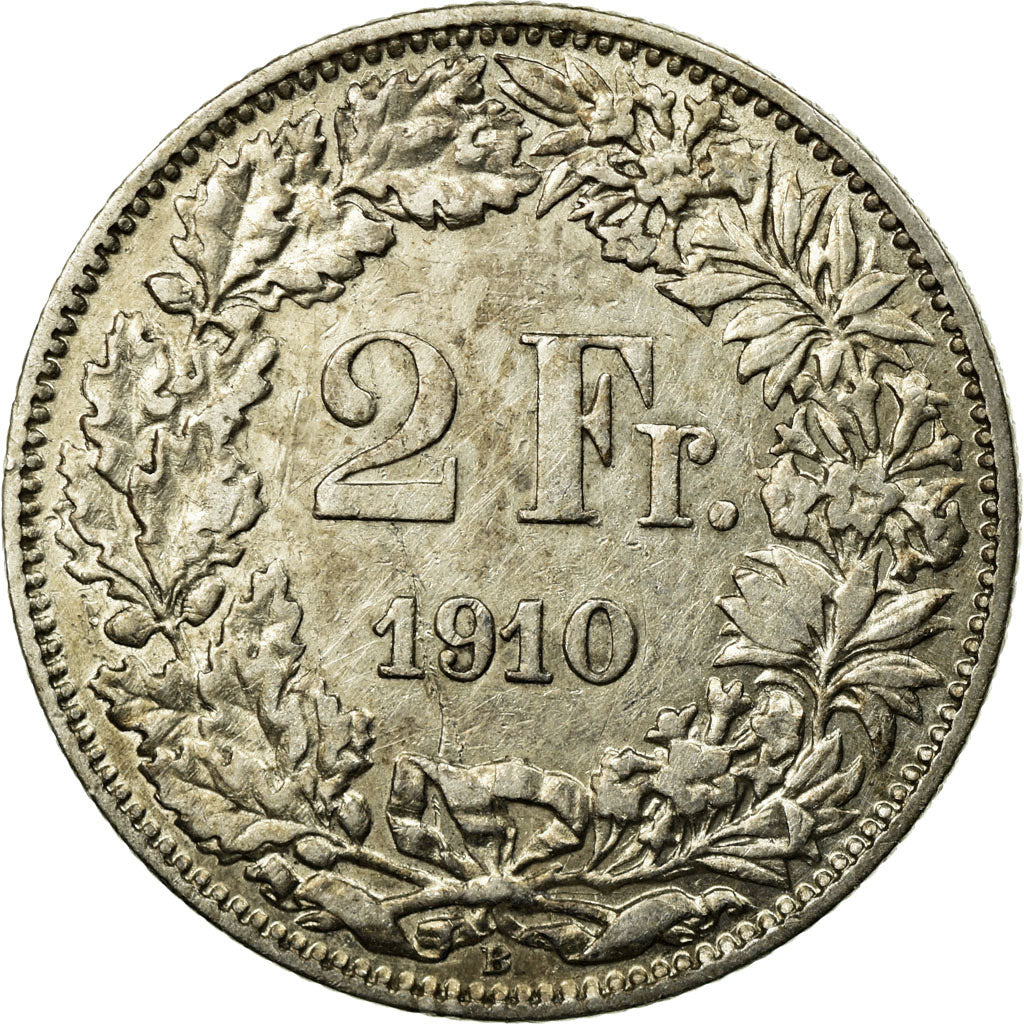 Coin, Switzerland, 2 Francs, 1910, Bern, AU(50-53), Silver, KM:21