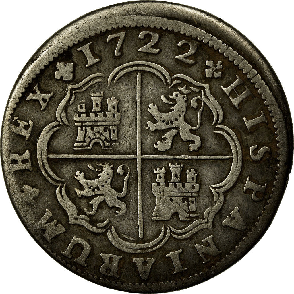 Moneda, España, Philip V, 2 Reales, 1722, Madrid, MBC, Plata, KM:296