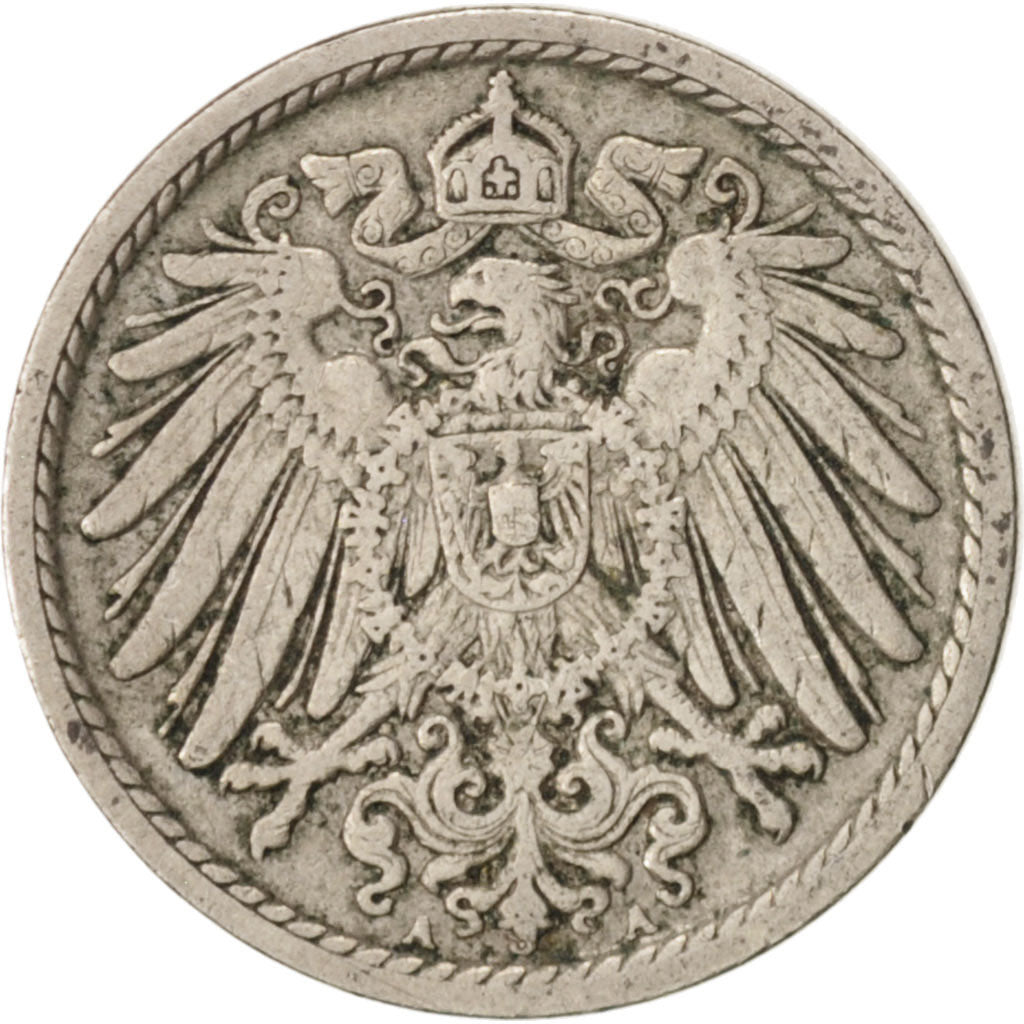 GERMANY - EMPIRE, Wilhelm II, 5 Pfennig, 1900, Berlin, Copper-nickel, KM:11