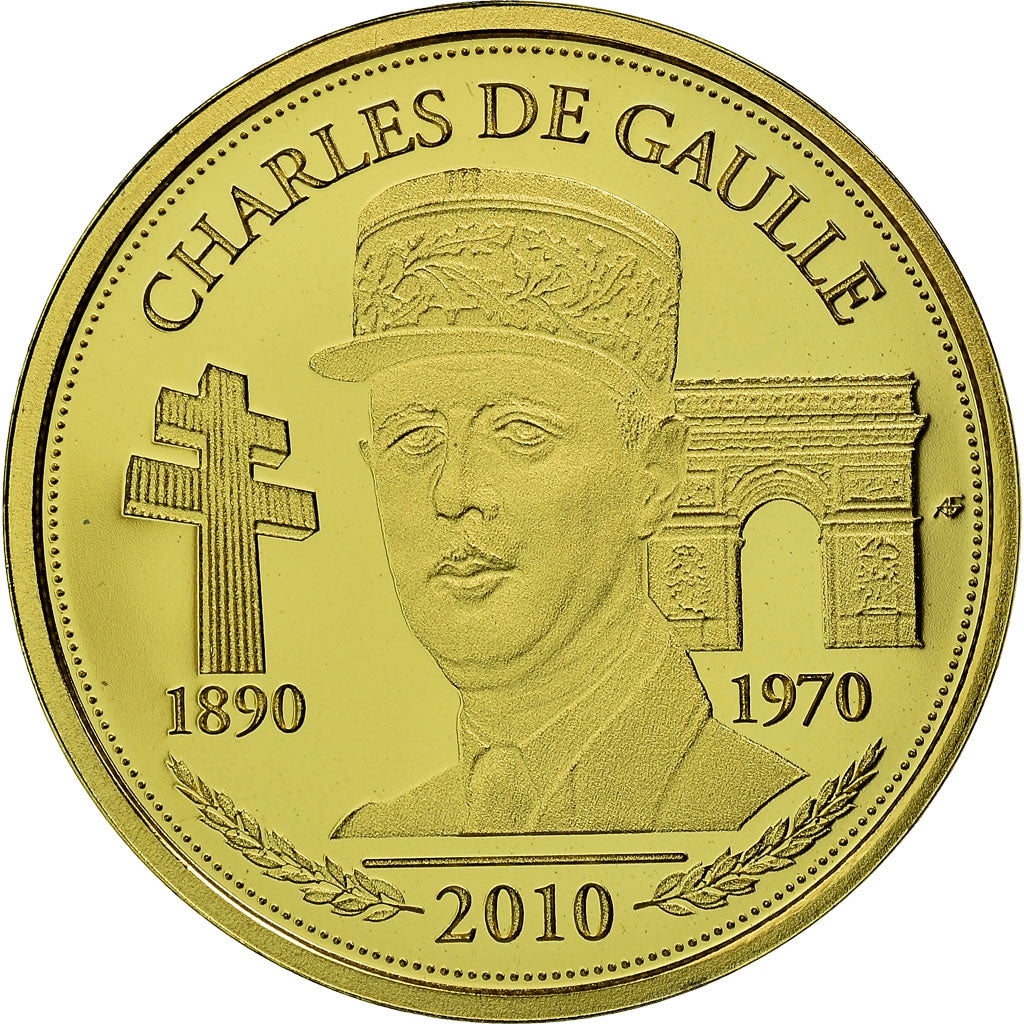 France, Medal, Charles De Gaulle, 2010, MS(65-70), Gold