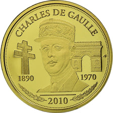 France, Medal, Charles De Gaulle, 2010, MS(65-70), Gold