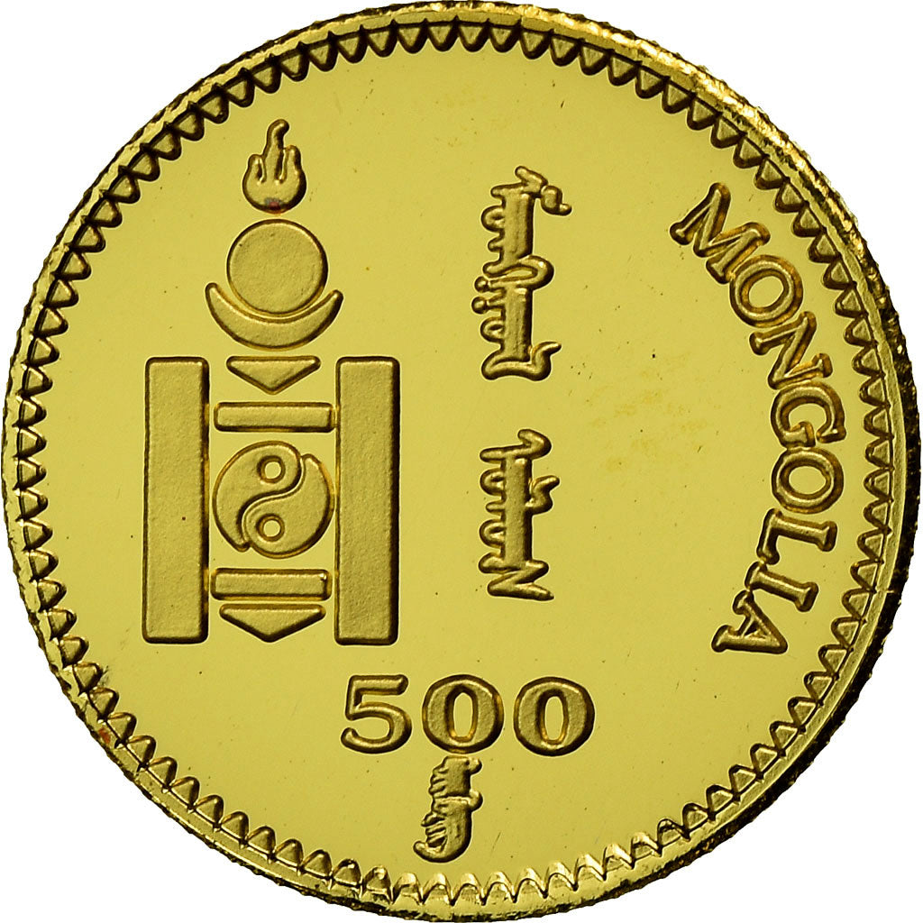 Coin, Mongolia, 500 Tugrik, 1996, Valcambi, MS(65-70), Gold, KM:216