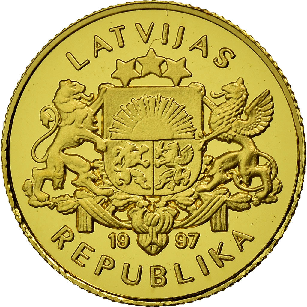 Coin, Latvia, 10 Latu, 1997, Valcambi, MS(65-70), Gold, KM:42