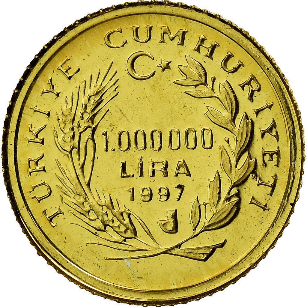 Coin, Turkey, 1000000 Lira, 1997, Istanbul, MS(65-70), Gold, KM:1066