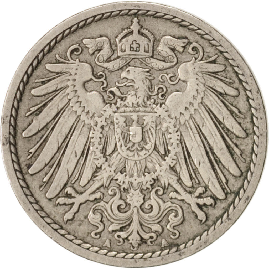 Coin, GERMANY - EMPIRE, Wilhelm II, 5 Pfennig, 1906, Berlin, VF(20-25)