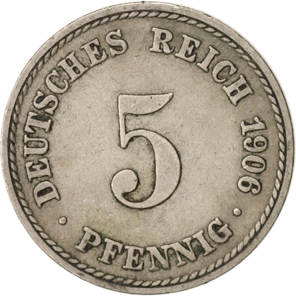 Coin, GERMANY - EMPIRE, Wilhelm II, 5 Pfennig, 1906, Berlin, VF(20-25)