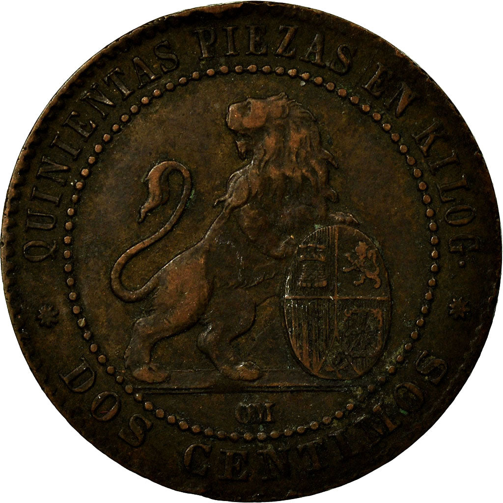 Coin, Spain, Provisional Government, 2 Centimos, 1870, Madrid, EF(40-45)