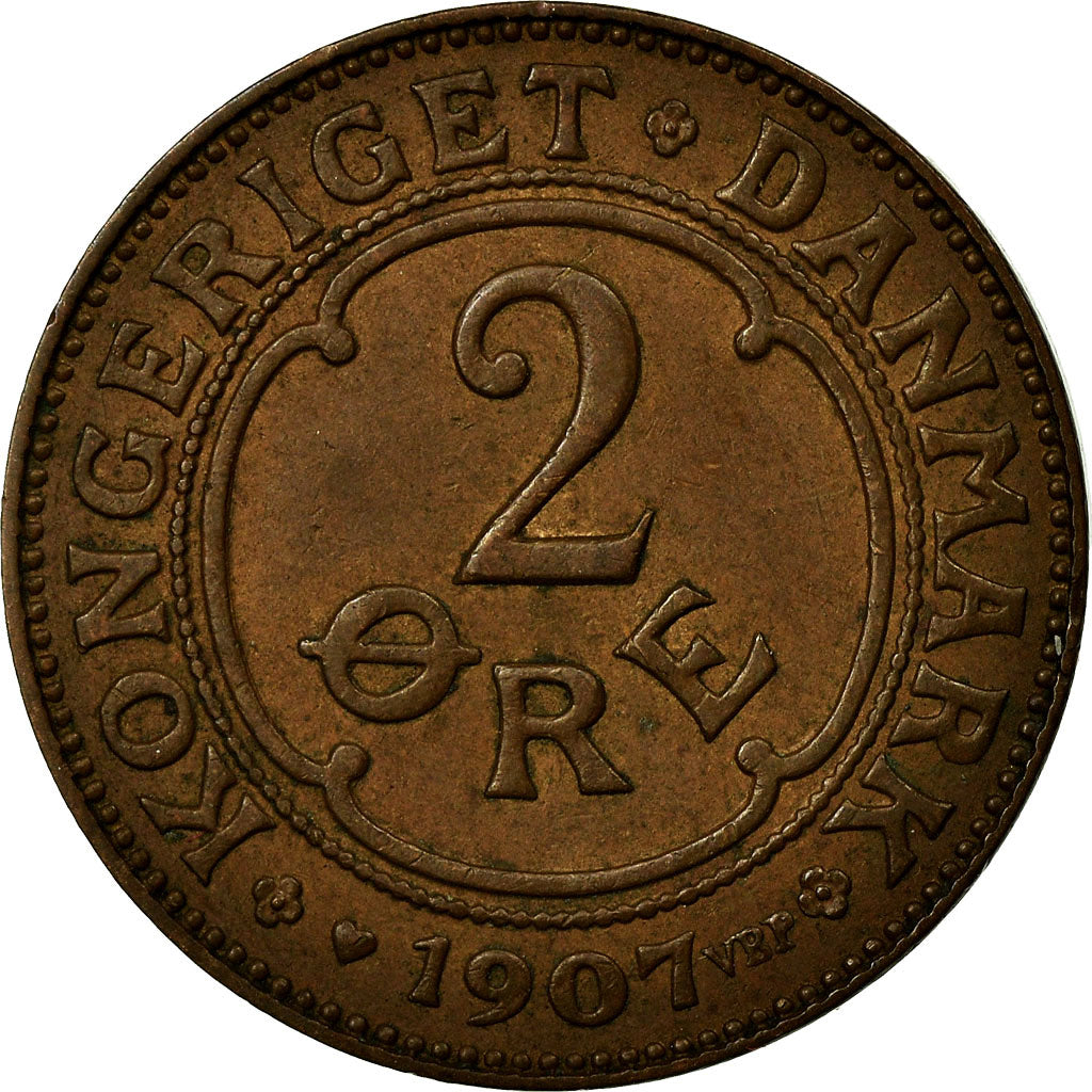 Coin, Denmark, Frederik VIII, 2 Öre, 1907, Copenhagen, AU(50-53), Bronze