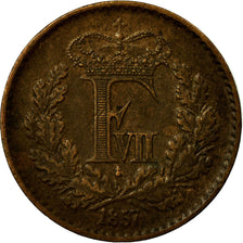 Coin, Denmark, Frederik VII, 1/2 Skilling Rigsmont, 1857, AU(55-58), Bronze