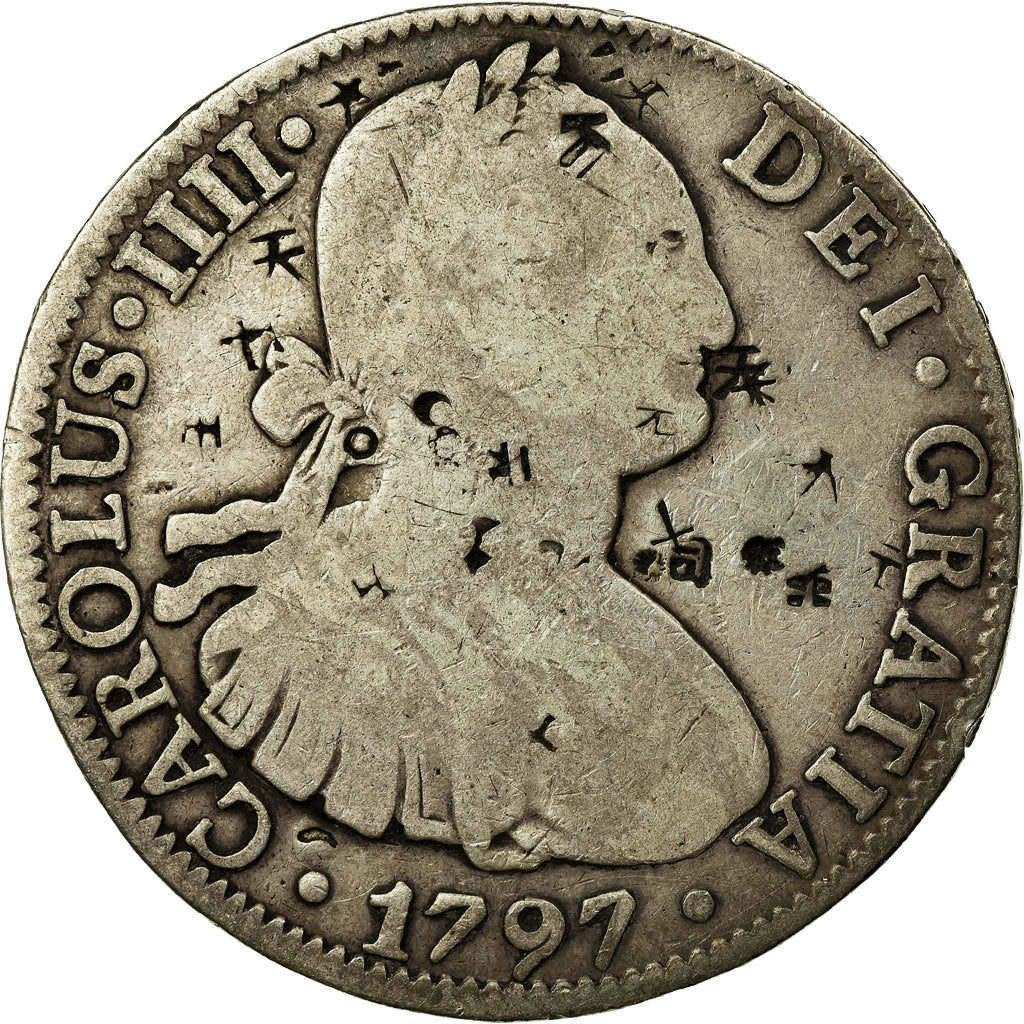 Coin, Mexico, Charles IV, 8 Reales, 1797, Mexico City, Chinese chopmarks