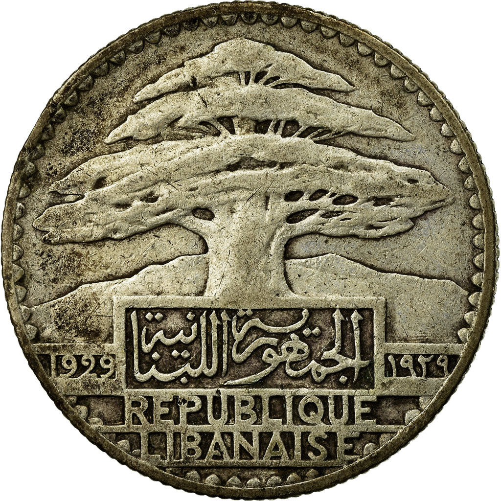 Coin, Lebanon, 50 Piastres, 1929, Paris, VF(30-35), Silver, KM:8, Lecompte:41