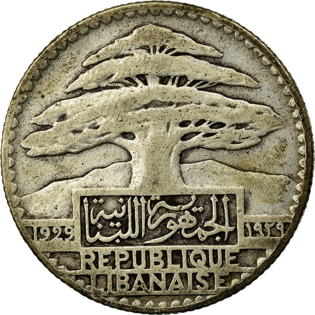 Coin, Lebanon, 50 Piastres, 1929, Paris, VF(30-35), Silver, KM:8, Lecompte:41