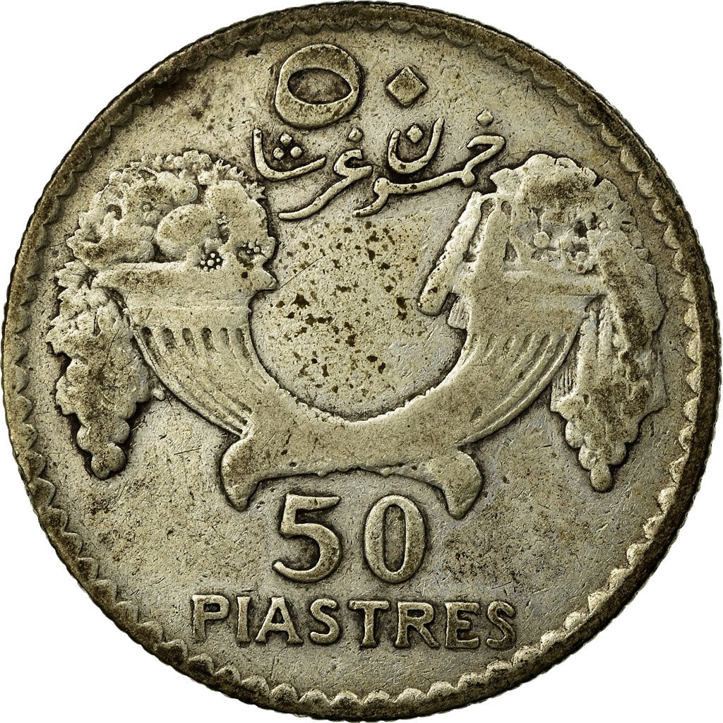 Coin, Lebanon, 50 Piastres, 1929, Paris, VF(30-35), Silver, KM:8, Lecompte:41