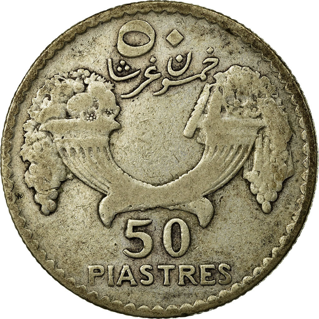 Coin, Lebanon, 50 Piastres, 1929, Paris, VF(30-35), Silver, KM:8, Lecompte:41