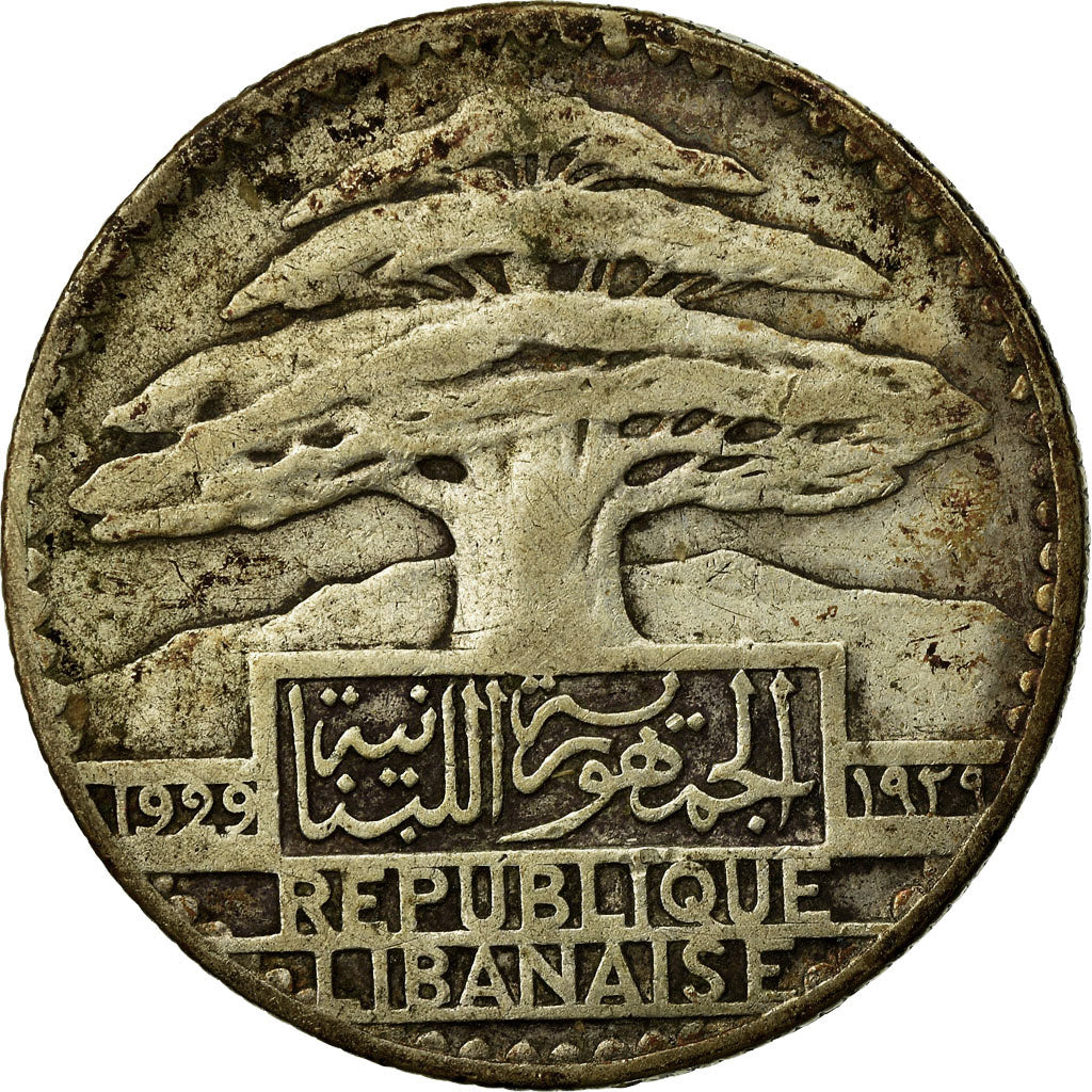 Coin, Lebanon, 50 Piastres, 1929, Paris, VF(20-25), Silver, KM:8, Lecompte:41