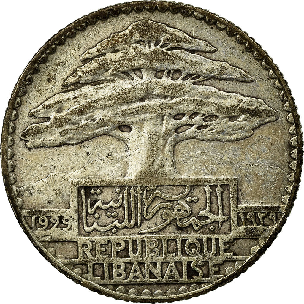 Coin, Lebanon, 25 Piastres, 1929, Paris, VF(30-35), Silver, KM:7, Lecompte:35