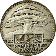 Münze, Lebanon, 25 Piastres, 1936, Paris, SS, Silber, KM:7, Lecompte:37