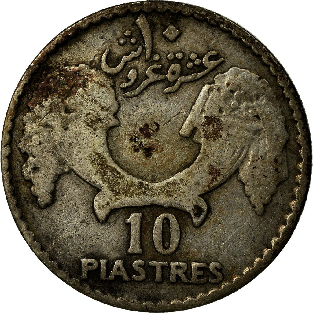 Coin, Lebanon, 10 Piastres, 1929, VF(20-25), Silver, KM:6, Lecompte:33