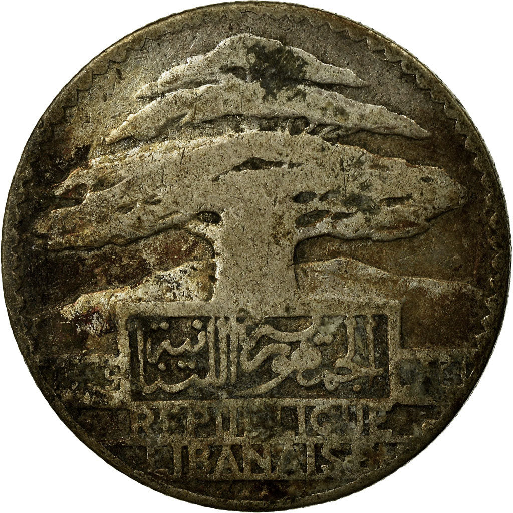 Moneda, Líbano, 10 Piastres, 1929, BC, Plata, KM:6, Lecompte:33