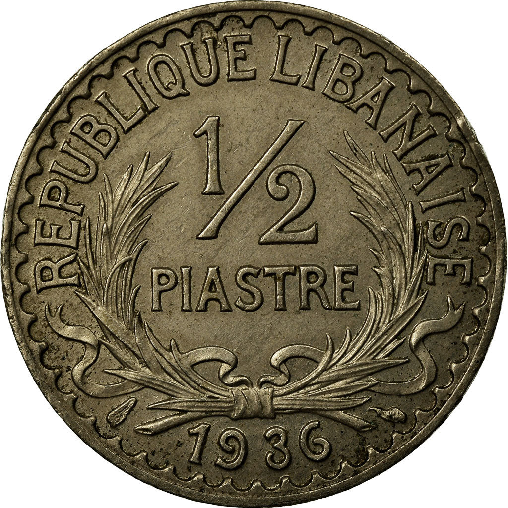 Coin, Lebanon, 1/2 Piastre, 1936, Paris, AU(55-58), Copper-nickel, KM:9