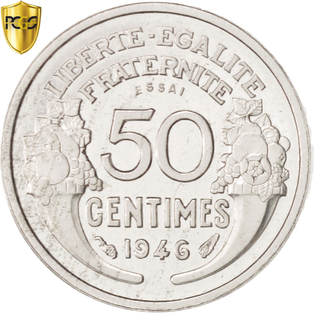 Coin, France, 50 Centimes, 1946, PCGS, SP65, MS(65-70), Aluminum, KM:PE313