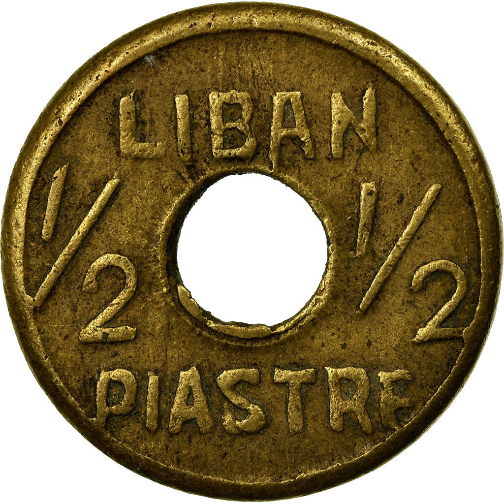 Coin, Lebanon, 1/2 Piastre, Undated (1942-45), EF(40-45), Brass, KM:11